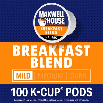 Maxwell House Breakfast Blend Light Roast K Cup Coffee Pods, 100 ct.