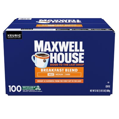 Maxwell House Breakfast Blend Light Roast K Cup Coffee Pods, 100 ct.