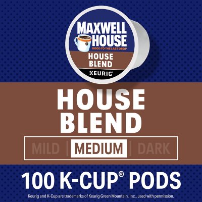 Maxwell House Medium Roast K-Cup Coffee Pods, House Blend, 100 ct.