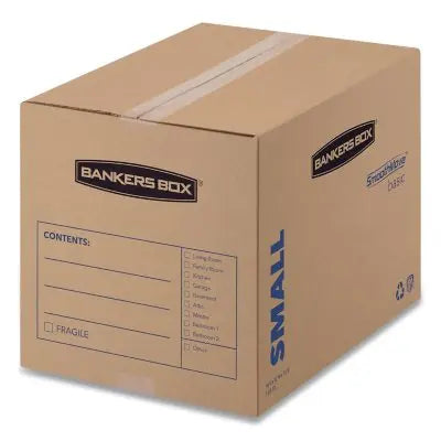 Bankers Box SmoothMove Basic Kleine Umzugskartons, Kraft/Schwarz 16 1/2 x 12 1/4 x 12 5/8, 25er-Pack.