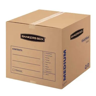 Bankers Box SmoothMove Basic Umzugskartons, mittelgroß, Kraft/Schwarz, 45,7 x 45,7 x 40,6 cm, 20 Stück.