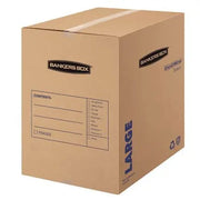 Bankers Box SmoothMove Basic Große Umzugskartons, 45,7 cm L x 45,7 cm B x 61 cm H, Kraft/Blau, 15 Stück/Karton