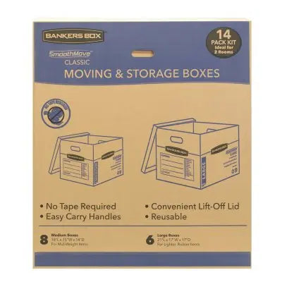 Bankers Box SmoothMove Classic 14er-Set Umzugskartons (8 Medium/6 Groß)