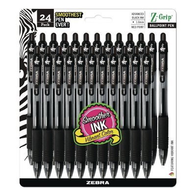 Zebra - Z-Grip Retractable Ballpoint Pen, Black Ink, Medium - 24/Pack