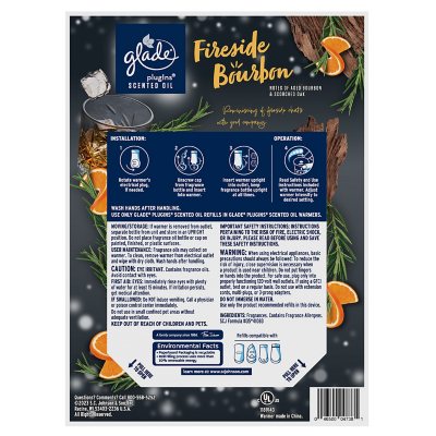 Glade PlugIns Scented Oil, Fireside Bourbon 2 Warmers + 6 Refills