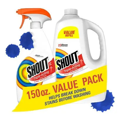 Shout Triple-Acting Wäsche-Fleckentferner 3,78 Liter Nachfüllpack + 650 ml Sprühflasche