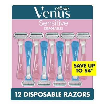 Venus Sensitive Disposable Razors for Women, 12 ct.