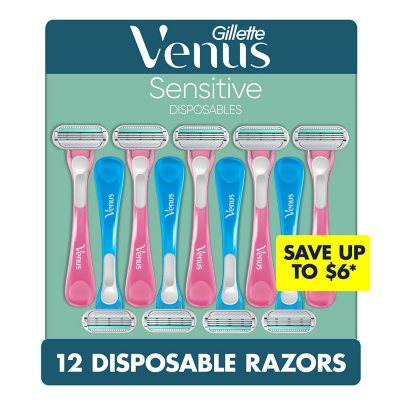 Venus Sensitive Disposable Razors for Women, 12 ct.