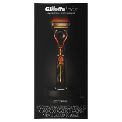 Heated Razor by GilletteLabs - 1 Handle, 6 Blade Refills, 1 Charging Dock