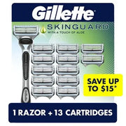Gillette SkinGuard Men's Razor Handle + 13 Blade Cartridges