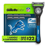 Gillette Labs NFL Detroit Lions Men's Razor, Handle + 8 Cartridges