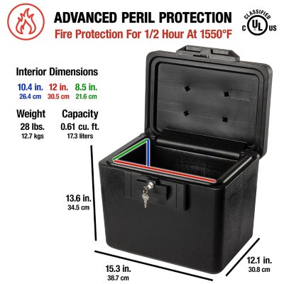 SentrySafe 1170 Fireproof Box with Key Lock 0.61 Cubic Feet