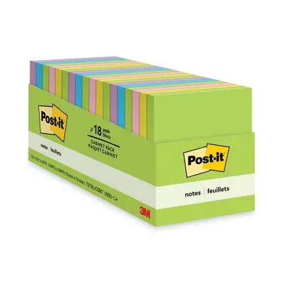 Post-it Notes Original Pads, 3 x 3, 100 Sheet Pads, 18 Pads, 1,800 Total Sheets, Jaipur Collection