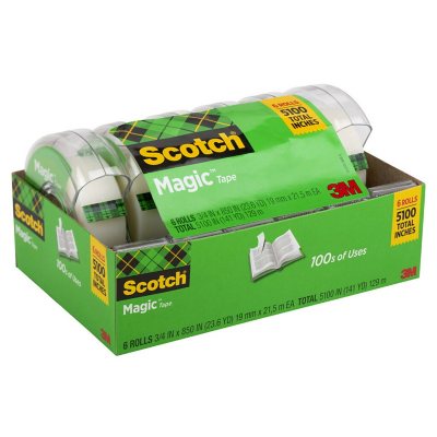 Scotch Magic Tape, ¾" x 850", 6 Pack