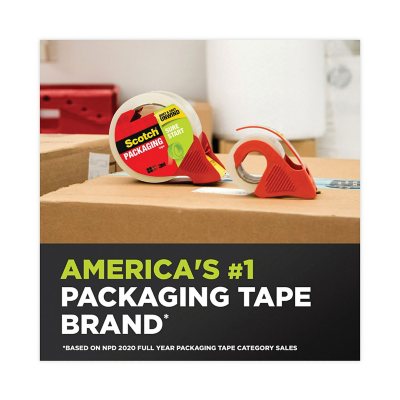 Scotch Sure Start Packaging Tape with Dispenser, 1.5" Core, 1.88" x 22.2 yds, Clear, 6/Pack