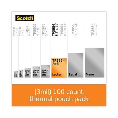 Scotch - Letter Size Thermal Laminating Pouches, 3 mil, 11 1/2 x 9 - 100 per pack