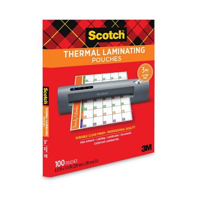 Scotch - Letter Size Thermal Laminating Pouches, 3 mil, 11 1/2 x 9 -  100 per pack