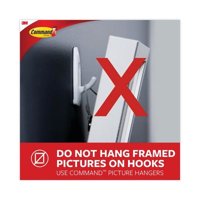 Command Hooks, Medium, 3lb Capacity, White, 20 Hooks & 24 Strips