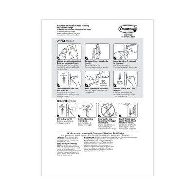 Command Hooks, Medium, 3lb Capacity, White, 20 Hooks & 24 Strips