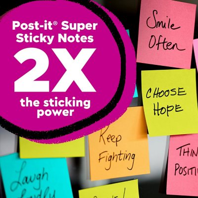 Post-it Super Sticky Notes, 3 in. x 3 in., Energy Boost Collection, 14 Pads/Pack