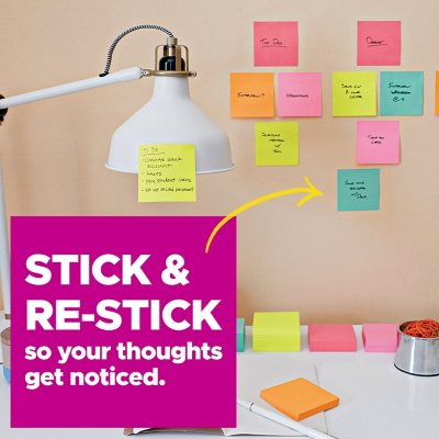 Post-it Super Sticky Notes, 3 in. x 3 in., Energy Boost Collection, 14 Pads/Pack