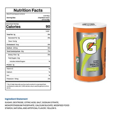 Gatorade Thirst Quencher Powder, Lemon-Lime 76.5 oz.