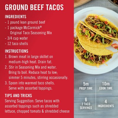 McCormick Original Taco Seasoning Mix, 1 oz., 12 pk.