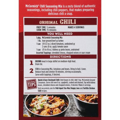 McCormick Chili Original Seasoning Mix (1.25 oz., 6 pk.)