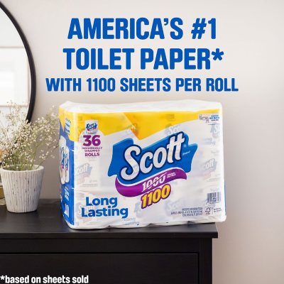 Scott 1100 1-Ply Toilet Paper 36 rolls, 1100 sheets/roll