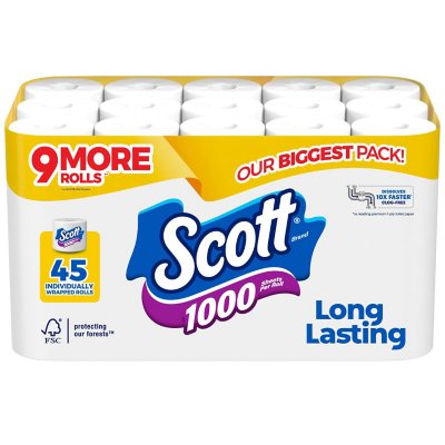 Scott 1000 Toilet Paper 1,000 sheets/roll, 45 rolls