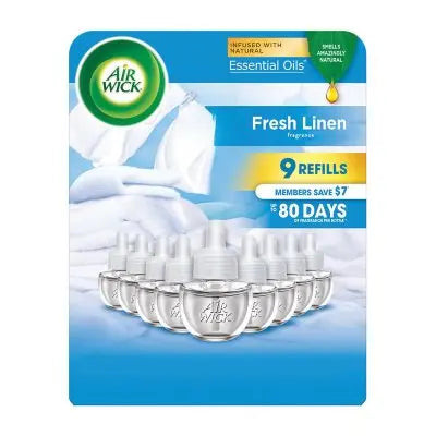 Air Wick Scented Oil Air Freshener, Fresh Linen, 9 refills