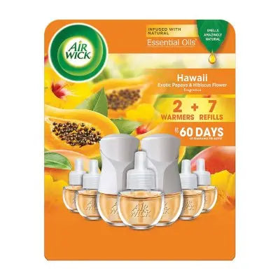 Air Wick Scented Oil Air Freshener Kit, Hawaii, 2 Warmers + 7 Refills