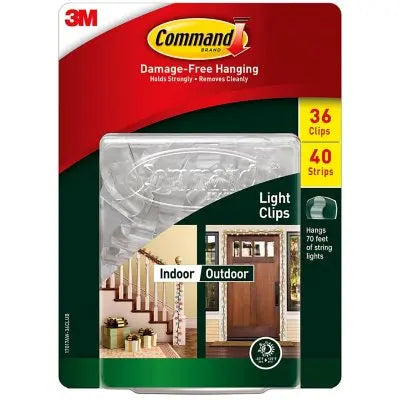 Command Outdoor Light Clips with Water-Resistant Strips, 36 Hooks per Pack