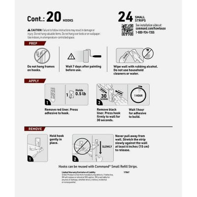 Command Small Wire Toggle Hooks, White 20 Hooks, 24 Strips