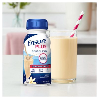 Ensure Plus Nutrition Shake, Small Meal Replacement Shake, Vanilla 8 fl. oz., 24 ct.