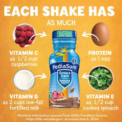 PediaSure Grow and Gain Nutrition Shake for Kids, Chocolate (8 fl. oz., 24 pk.)