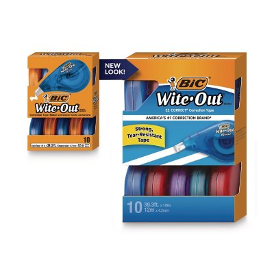 BIC Wite-Out EZ Correct Correction Tape, Non-Refillable, 1/6" x 472", 10 pk.