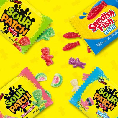 SOUR PATCH KIDS and SWEDISH FISH Candy, Fun Size, 200 pk.