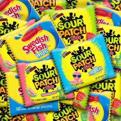 SOUR PATCH KIDS and SWEDISH FISH Candy, Fun Size, 200 pk.