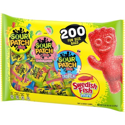 SOUR PATCH KIDS and SWEDISH FISH Candy, Fun Size, 200 pk.