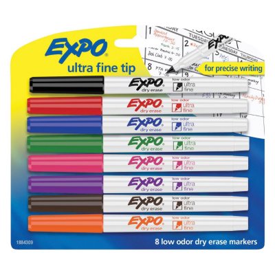 EXPO - Low-Odor Dry-Erase Marker, Ultra Fine Point, Assorted - 8 per Set
