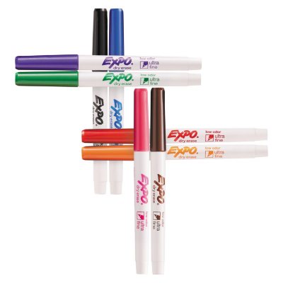EXPO - Low-Odor Dry-Erase Marker, Ultra Fine Point, Assorted - 8 per Set