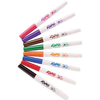 EXPO - Low-Odor Dry-Erase Marker, Ultra Fine Point, Assorted - 8 per Set