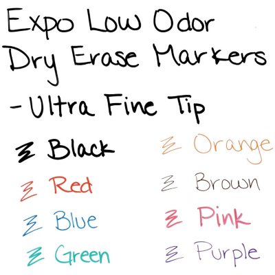 EXPO - Low-Odor Dry-Erase Marker, Ultra Fine Point, Assorted - 8 per Set