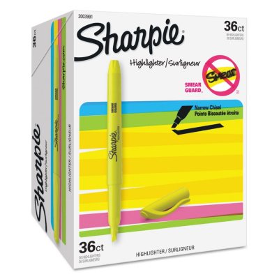 Sharpie Pocket Highlighters - Office Pack, Chisel Tip, Yellow, 36 per pack