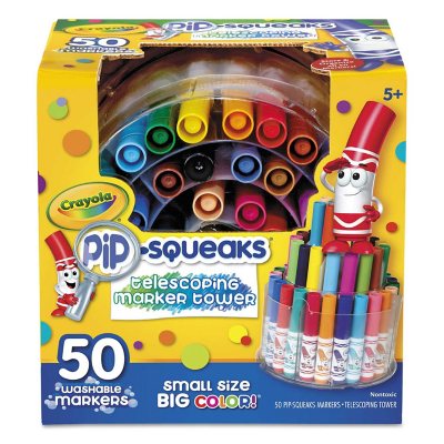 Crayola Pip-Squeaks Telescoping Marker Tower, Medium Bullet Tip, Assorted Colors, 50/Pack