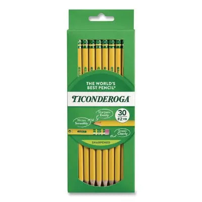 Ticonderoga Pre-Sharpened Pencil, HB #2, Yellow Barrel, 30ct.