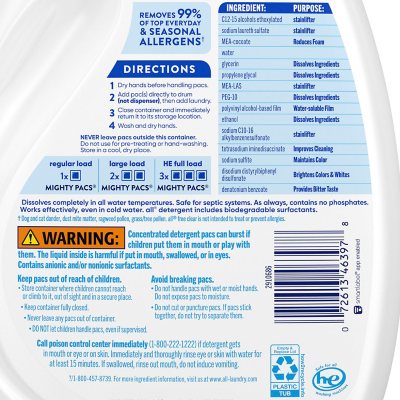 all free clear MIGHTY PACS Laundry Detergent Pacs, The Original, 120 ct.