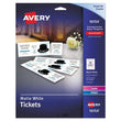 Avery Printable Tickets w/Tear-Away Stubs, 97 Bright, 65lb, 8.5 x 11, White, 10 Tickets/Sheet, 20 Sheets/Pack