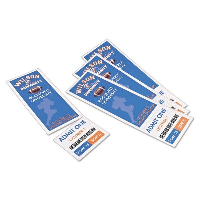 Avery Printable Tickets w/Tear-Away Stubs, 97 Bright, 65lb, 8.5 x 11, White, 10 Tickets/Sheet, 20 Sheets/Pack